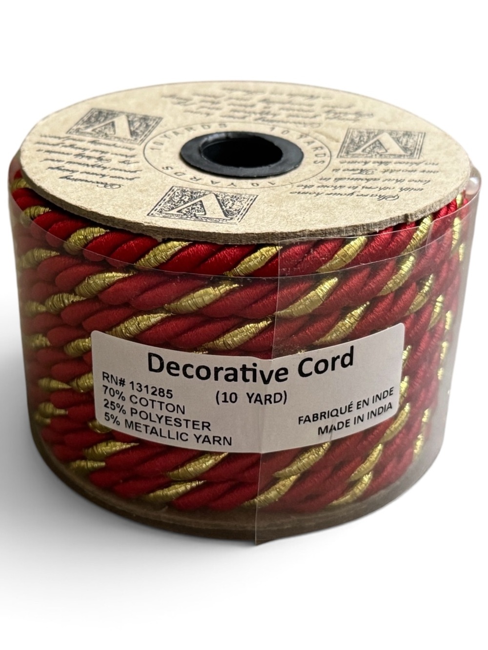 Decorative Cord Red & Gold - Holiday Trim
